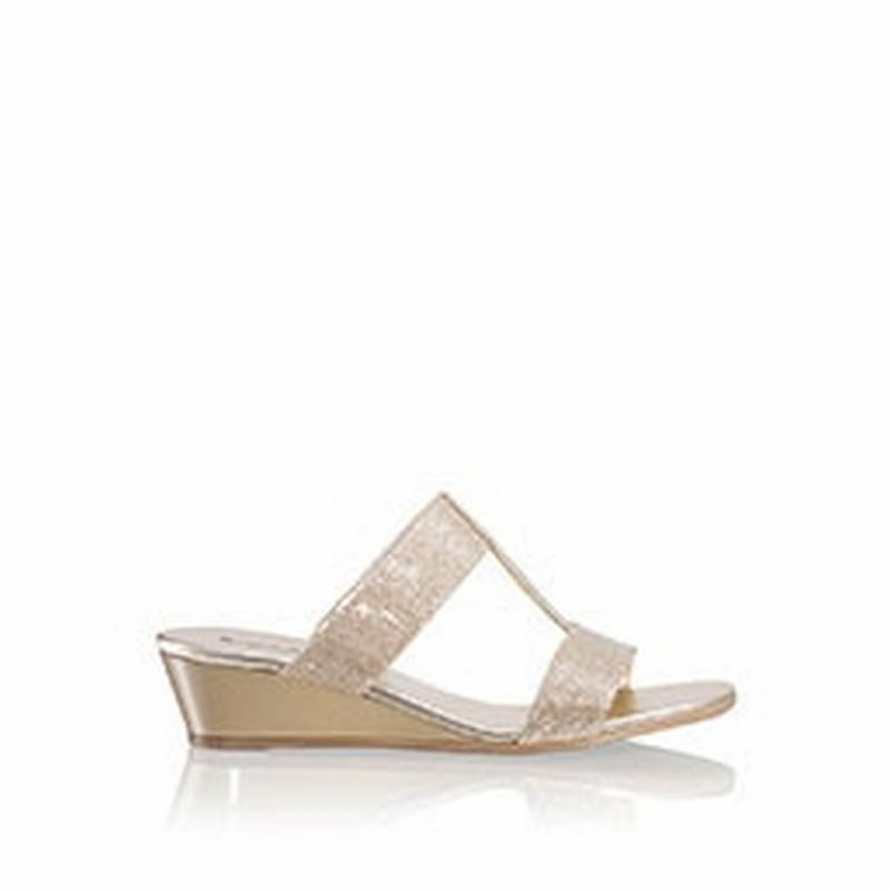 Russell & Bromley Bellina Womens Low Wedge Sandals Gold |ZDF5034GJ|